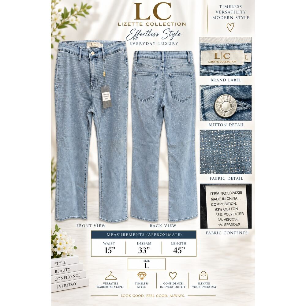 LC Lizette Collection Bling Jeans*NEW with Tags*Size Large